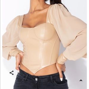 Wet Look Nude Corset Top
